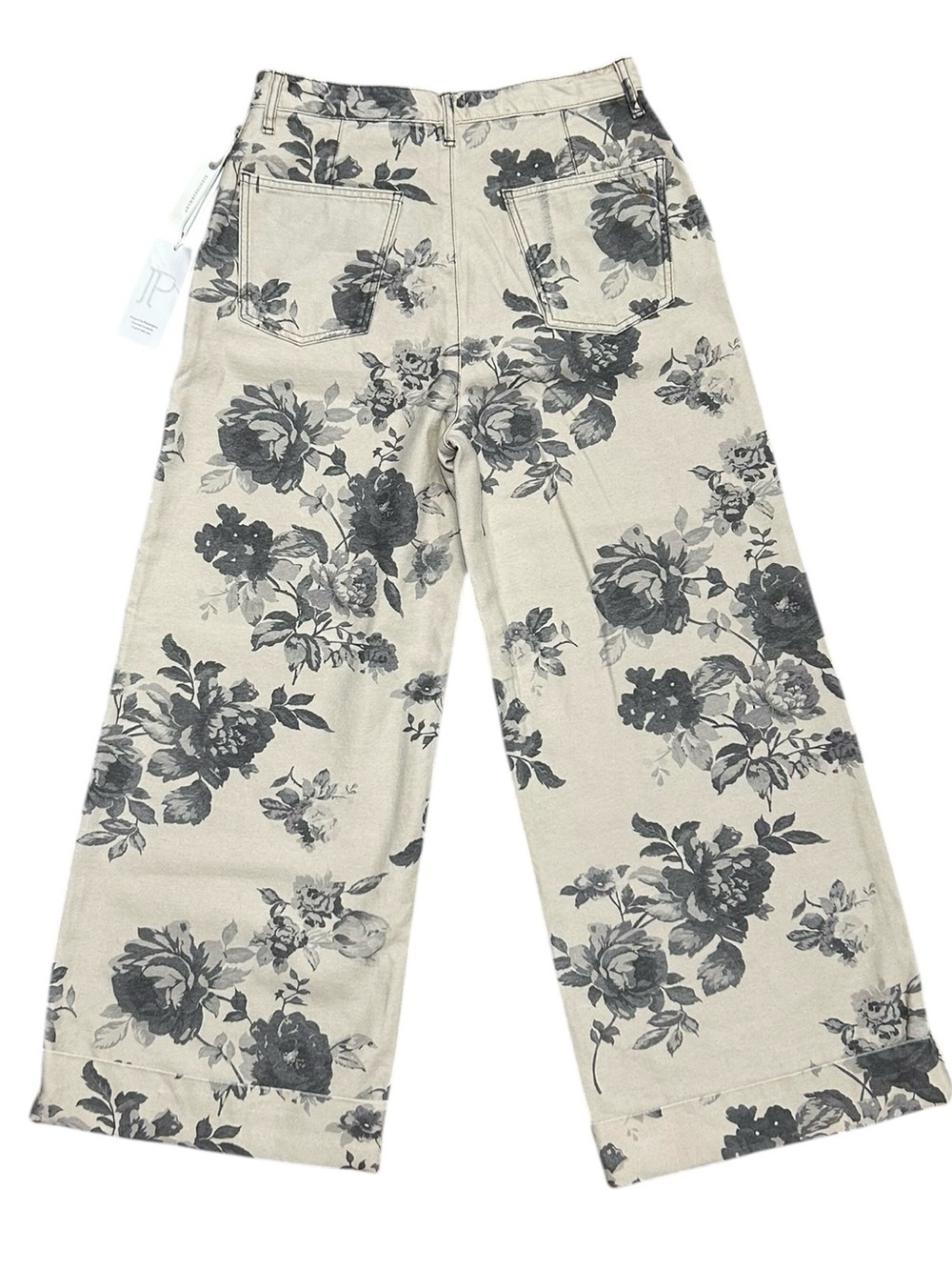 Pilcro Sz 29 Leon Dble Hem High-Rise Wide-Leg Cuffed Jeans Floral Anthropologie。 - Picture 5 of 10